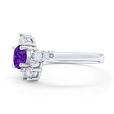 Fashion Ring Round Simulated Cubic Zirconia 925 Sterling Silver