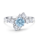 Fashion Ring Round Simulated Cubic Zirconia 925 Sterling Silver