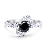 Fashion Ring Round Simulated Cubic Zirconia 925 Sterling Silver