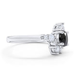 Fashion Ring Round Simulated Cubic Zirconia 925 Sterling Silver