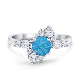 Fashion Ring Round Simulated Cubic Zirconia 925 Sterling Silver