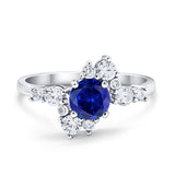 Fashion Ring Round Simulated Cubic Zirconia 925 Sterling Silver