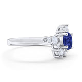 Fashion Ring Round Simulated Cubic Zirconia 925 Sterling Silver