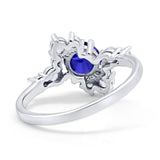 Fashion Ring Round Simulated Cubic Zirconia 925 Sterling Silver