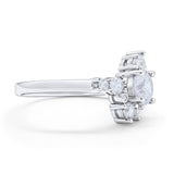 Fashion Ring Round Simulated Cubic Zirconia 925 Sterling Silver