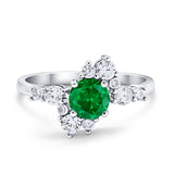 Fashion Ring Round Simulated Cubic Zirconia 925 Sterling Silver