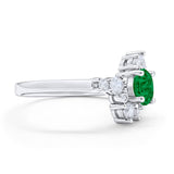 Fashion Ring Round Simulated Cubic Zirconia 925 Sterling Silver