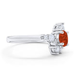 Fashion Ring Round Simulated Cubic Zirconia 925 Sterling Silver