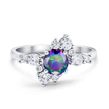 Fashion Ring Round Simulated Cubic Zirconia 925 Sterling Silver