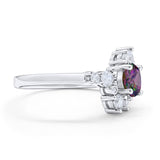 Fashion Ring Round Simulated Cubic Zirconia 925 Sterling Silver