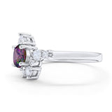 Fashion Ring Round Simulated Cubic Zirconia 925 Sterling Silver