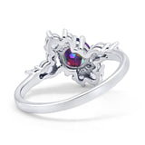 Fashion Ring Round Simulated Cubic Zirconia 925 Sterling Silver
