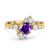 Fashion Ring Round Simulated Cubic Zirconia 925 Sterling Silver