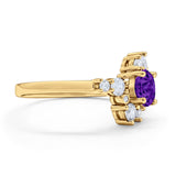 Fashion Ring Round Simulated Cubic Zirconia 925 Sterling Silver