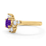 Fashion Ring Round Simulated Cubic Zirconia 925 Sterling Silver