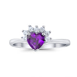 Heart Promise Ring Wedding Ring Simulated Cubic Zirconia 925 Sterling Silver
