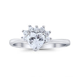 Heart Promise Ring Wedding Ring Simulated Cubic Zirconia 925 Sterling Silver