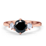Three Stone Wedding Ring Round Simulated Cubic Zirconia 925 Sterling Silver