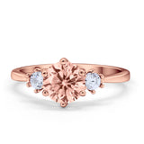 Three Stone Wedding Ring Round Simulated Cubic Zirconia 925 Sterling Silver