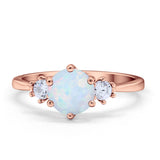 Three Stone Wedding Ring Round Simulated Cubic Zirconia 925 Sterling Silver