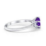 Three Stone Wedding Ring Round Simulated Cubic Zirconia 925 Sterling Silver