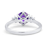 Three Stone Wedding Ring Round Simulated Cubic Zirconia 925 Sterling Silver