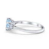 Three Stone Wedding Ring Round Simulated Cubic Zirconia 925 Sterling Silver