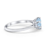 Three Stone Wedding Ring Round Simulated Cubic Zirconia 925 Sterling Silver
