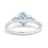 Three Stone Wedding Ring Round Simulated Cubic Zirconia 925 Sterling Silver