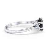 Three Stone Wedding Ring Round Simulated Cubic Zirconia 925 Sterling Silver