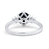 Three Stone Wedding Ring Round Simulated Cubic Zirconia 925 Sterling Silver