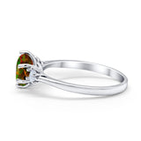 Three Stone Wedding Ring Round Simulated Cubic Zirconia 925 Sterling Silver