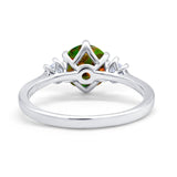 Three Stone Wedding Ring Round Simulated Cubic Zirconia 925 Sterling Silver