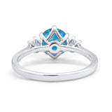 Three Stone Wedding Ring Round Simulated Cubic Zirconia 925 Sterling Silver