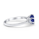 Three Stone Wedding Ring Round Simulated Cubic Zirconia 925 Sterling Silver