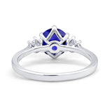 Three Stone Wedding Ring Round Simulated Cubic Zirconia 925 Sterling Silver