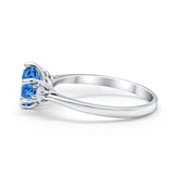 Three Stone Wedding Ring Round Simulated Cubic Zirconia 925 Sterling Silver