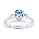 Three Stone Wedding Ring Round Simulated Cubic Zirconia 925 Sterling Silver