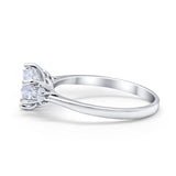 Three Stone Wedding Ring Round Simulated Cubic Zirconia 925 Sterling Silver