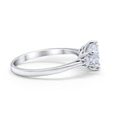 Three Stone Wedding Ring Round Simulated Cubic Zirconia 925 Sterling Silver