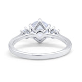 Three Stone Wedding Ring Round Simulated Cubic Zirconia 925 Sterling Silver