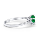 Three Stone Wedding Ring Round Simulated Cubic Zirconia 925 Sterling Silver