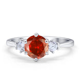 Three Stone Wedding Ring Round Simulated Cubic Zirconia 925 Sterling Silver