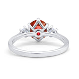 Three Stone Wedding Ring Round Simulated Cubic Zirconia 925 Sterling Silver