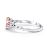Three Stone Wedding Ring Round Simulated Cubic Zirconia 925 Sterling Silver
