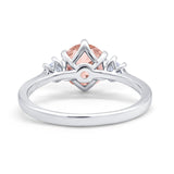 Three Stone Wedding Ring Round Simulated Cubic Zirconia 925 Sterling Silver