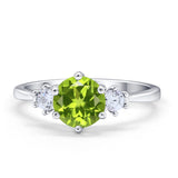 Three Stone Wedding Ring Round Simulated Cubic Zirconia 925 Sterling Silver