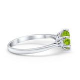 Three Stone Wedding Ring Round Simulated Cubic Zirconia 925 Sterling Silver