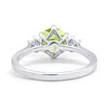 Three Stone Wedding Ring Round Simulated Cubic Zirconia 925 Sterling Silver