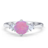 Three Stone Wedding Ring Round Simulated Cubic Zirconia 925 Sterling Silver